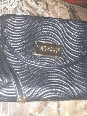Versace Jeans Couture Black Quilted Wristlet Clutch